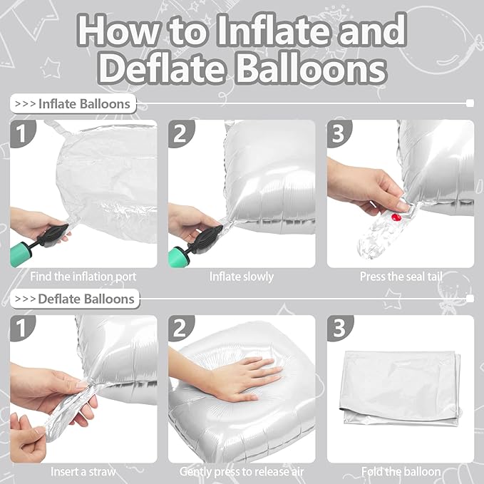 NISOCY 25PCS White Square Foil Balloons Wall Backdrop Double Sided White Balloons Tunnel Arch Kit for Birthday Wedding Baby Shower Party Decoration