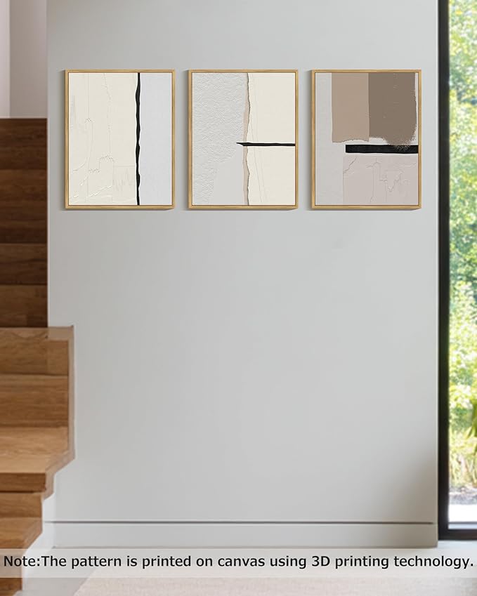 Drsoum Morden Abstract Wall Art Framed Neutral Beige Mid Century Textured Prints Minimalist Artwork Hallway Bedroom Ready to Hang 11x14in Natural Framed