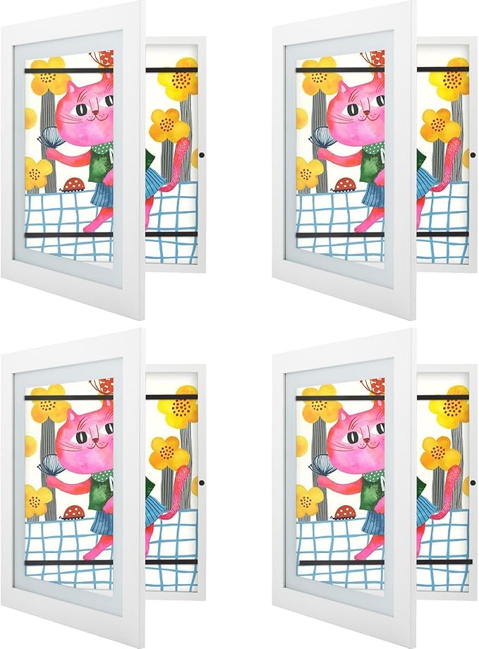 Golden State Art, 10x12.5 Kids Art Frames, Front-Opening, Great for Kids Drawings, Artworks, Children Art Projects, Schoolwork, Home or Office (White, Set of 4)