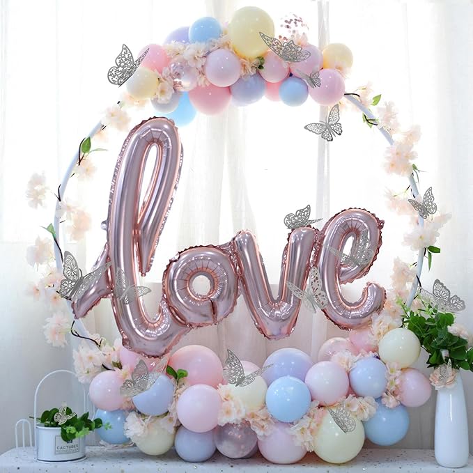 72 Pcs 3D Butterfly Wall Decor - 3 Styles, 3 Sizes, Silver, Wedding & Birthday Party Decorations