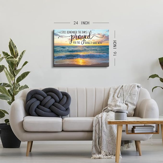Christian Wall Decor Beach Wall Art Scripture Pictures Ocean Bible Verses Canvas Prints Painting Nature Sunset Poster Modern Seascape Artwork for Bedroom Living Room Home Decoration 16x24"