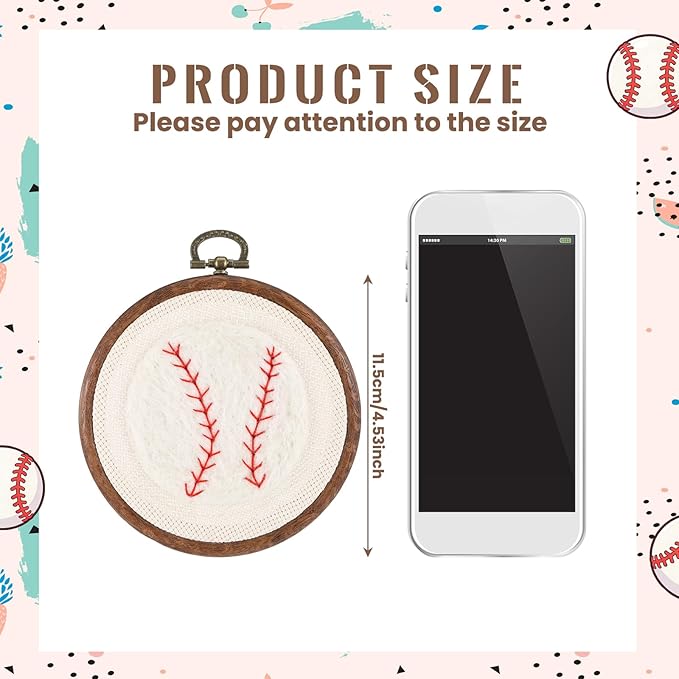 Chunful Felted Nursery Wall Decor Wall Art Decorative Artwork for Nursery Themes Bathroom Living Room Classroom Home Decoration (Baseball)