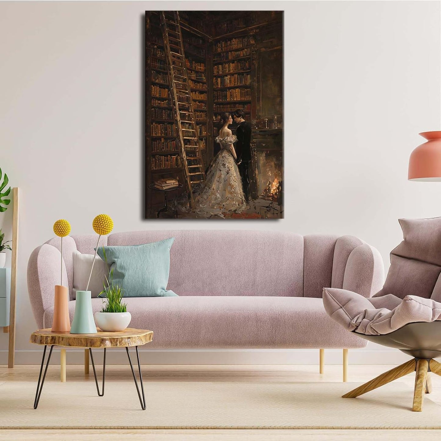JFHCQJPK Gothic retro library scene decoration melancholy calm art college style wall aesthetic antique style home decoration suitable for bedroom living room16x24in Frameless