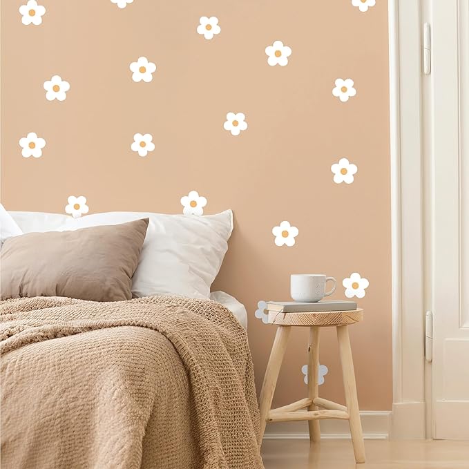 Daisy White Flowers Decals - Easy-to-Apply & Removable Wall Stickers: Transform Your Toddlers Bedroom with Durable, Vibrant Peel-and-Stick Wall Decor – Stickers for Kids