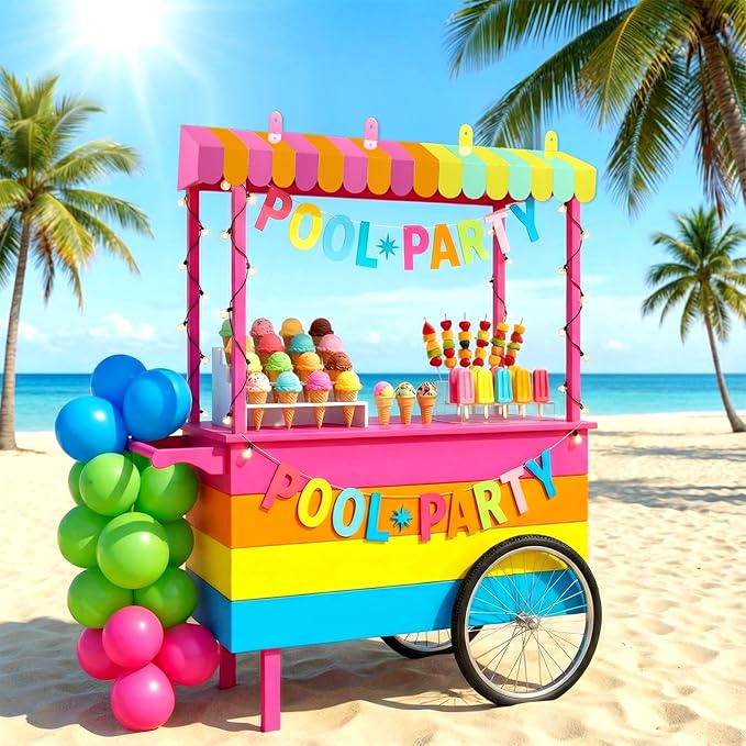 Boao 4 Pack Circus Awning Decoration 3D Pastel Stripe Cardboard Awning Colorful Carnival Wall Decor Pastel Party Favors for Lemonade Stand Bakery Ice Cream Truck Birthday Bachelorette Party