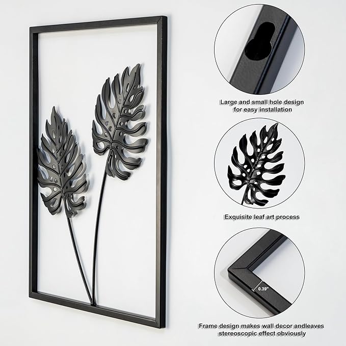 QXSXKJ Black Metal Wall Decor Framed, Minimalist Abstract Black Line Art DéCor, 3d Modern Metal Wall Art, 4 Piece Home Art for Living Room Bedroom Bathroom