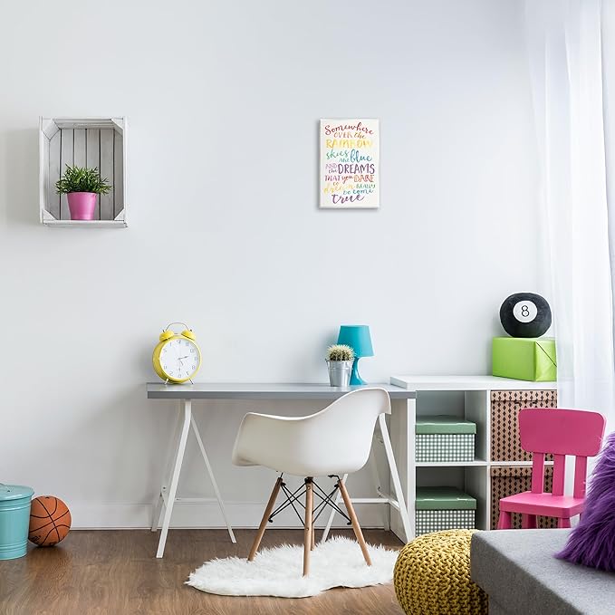 The Kids Room by Stupell Somewhere Over The Rainbow Watercolors Wall Plaque, 10x15, Design by Artist Erica Billups