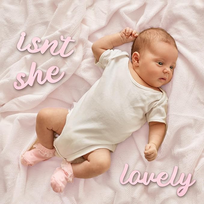 AOCEAN Wood Sign Boho Decor Isn’t She Lovely Wall Art Bedroom Baby Girl Princess Room Nursery Shelf Home Decoration (Pink)