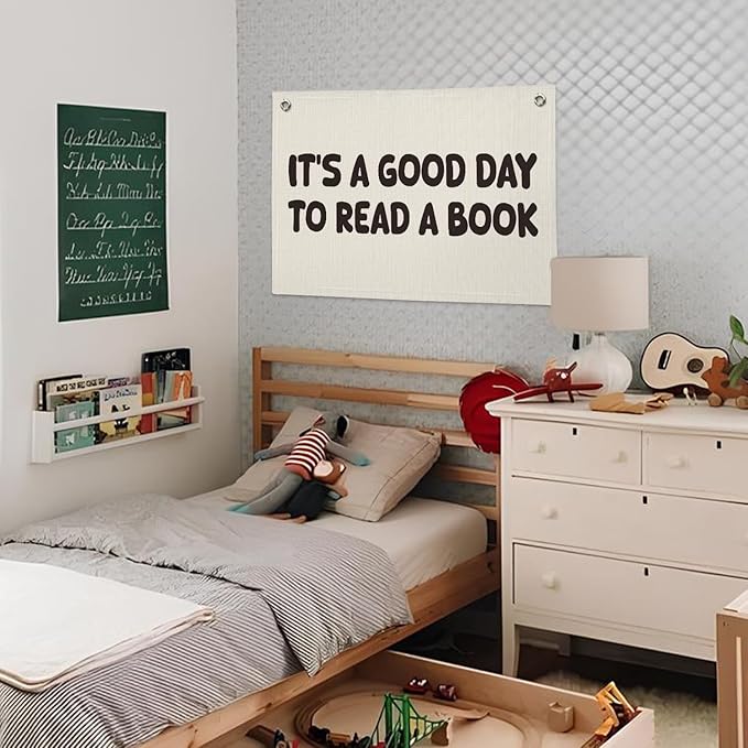 Classroom Decor, Reading Nook Decor, It's A Good Day To Read A Book Banner 20x30 Inch - Book Club Decorations, Kids Bedroom Wall Art, Bookworm Gift Idea, Cozy Reading Corner Playroom Wall Hanging