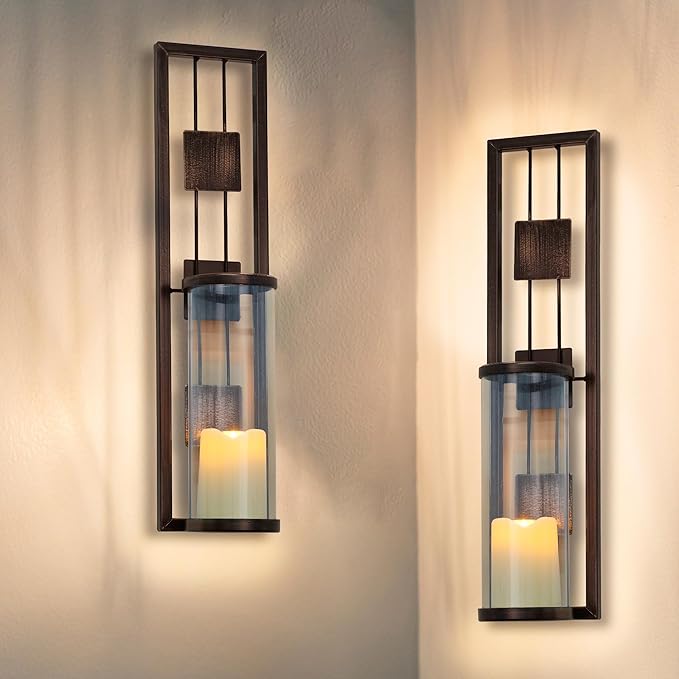 Wall Sconce Candle Holder Metal Wall Decorations for Living Room, Bathroom, Dining Room, Set of 2