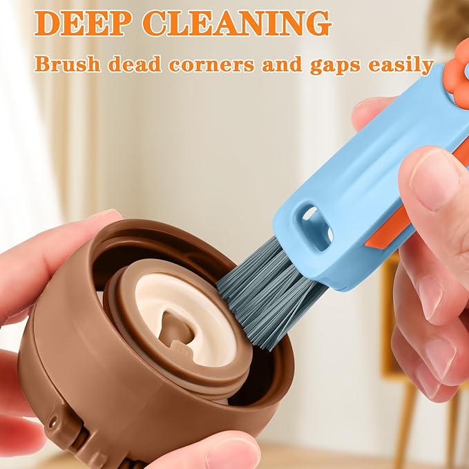 Vanjua 3 in 1 Cup Lid Gap Cleaning Brush Set, Multifunctional Bottle Cleaning Brush, Cup Lid Gap Cleaner, Home Kitchen Crevice Brush Tools (3 Pack)
