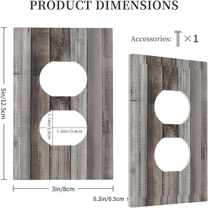 Outlet Covers Vintage Brown Gray Wood Texture 1 Gang Duplex Light Switch Cover Decorative Switch Plates Electrical Receptacle Faceplate Wall Plate For Farmhouse Cabin Decor
