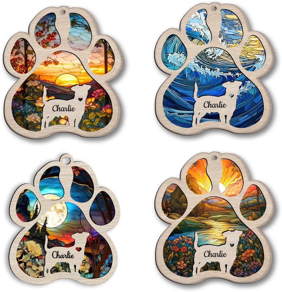 IZI POD Personalized Papillon Suncatcher Dog Memorial Gifts, Custom Papillon Ornament Christmas Tree, Pet Remembrance Gift, Loss of Dog Sympathy Gift, Pets Memorial Ornament, Pet Loss Suncatcher