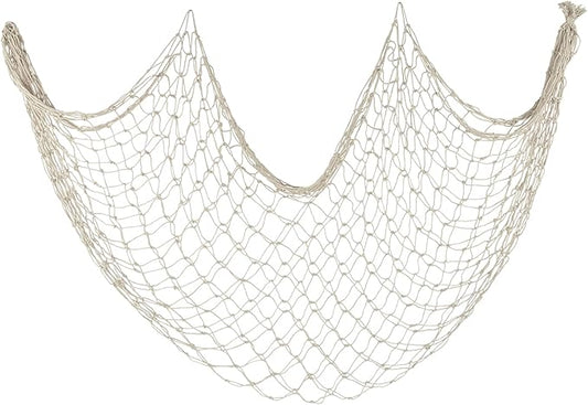 Decorative Fishing Net 80x40 Inch,Patioland Large Beige Picture Fish Net, Wall Photo Hanging Fishnet for Nautical Mermaid Pirate Ocean Themed Hawaii Beach Under The Sea Party Decorations (1PCS)