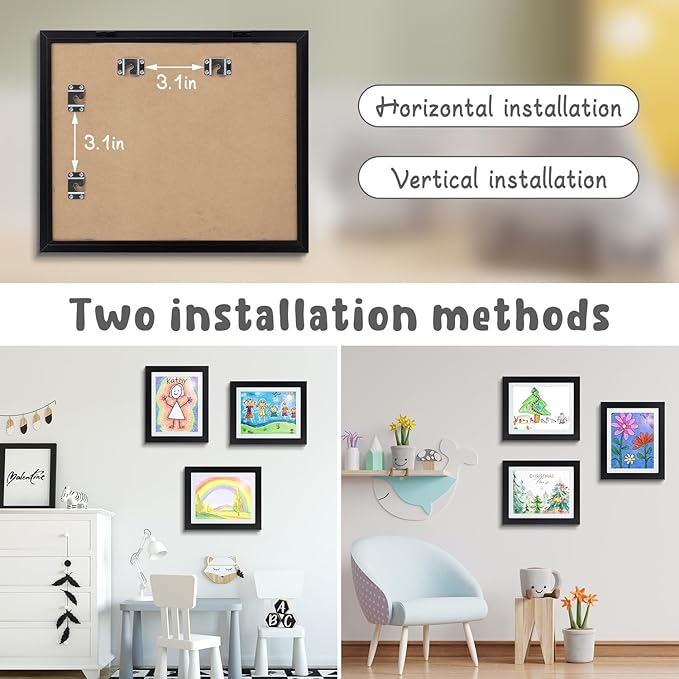 Golden State Art, 10x12.5 Kids Art Frames, Front-Opening Picture Frame Great for Kids Drawings, Artworks, Children Art Projects, Schoolwork, Home or Office (Black Set of 2)