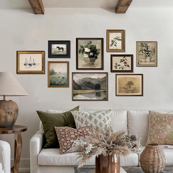 Vintage Wall Art Decor, Farmhouse Wall Prints for Bedroom, Rustic Posters for Room Aesthetic, French Country Landscape Paintings Farmhouse Antique Posters, Cottagecore Dorm Gallery Home Decor,Unframed