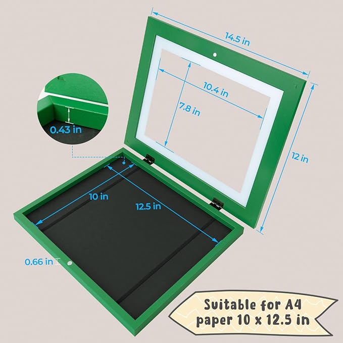 Golden State Art, 10x12.5 Kids Art Frames, Front-Opening Picture Frame Great for Kids Drawings, Artworks, Children Art Projects, Schoolwork, Home or Office (Green, Set of 2)
