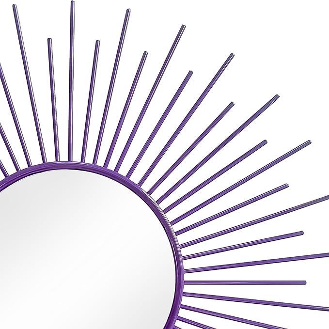 3 Pack Metal Mirrors for Wall Sunburst Wall Mirrors Home Décor Decorative Hanging Wall Art for Living Room Bedroom Entryway (Purple, Sunburst)