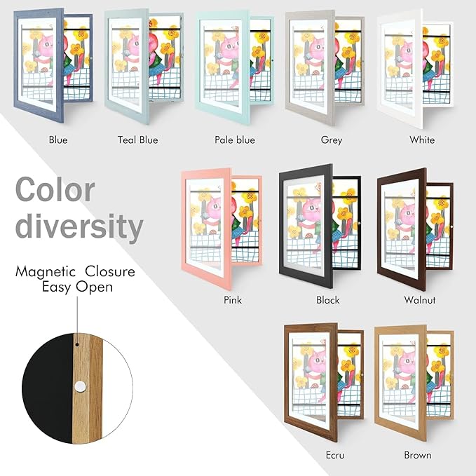 Golden State Art, 10x12.5 Kids Art Frames, Front-Opening Picture Frame Great for Kids Drawings, Artworks, Children Art Projects, Schoolwork, Home or Office (Brown Set of 2)