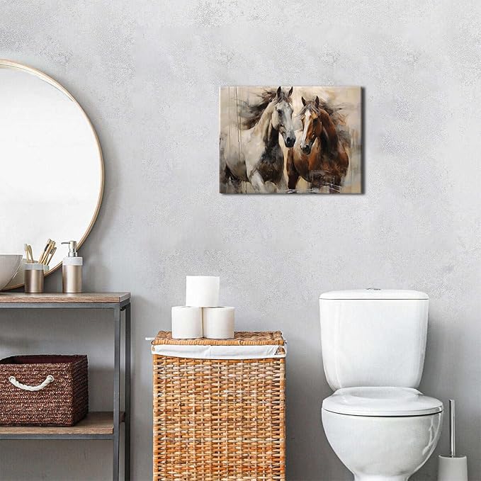 Retro Horse Decor Horse Pictures Wall Decor Horses Wall Art Western Cowboy Canvas Prints Rustic Farmhouse Horses Painting Poster Wild Animal Canvas Artwork for Living Room Office Home Decoration 12x16"