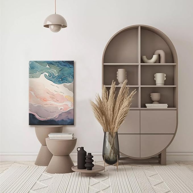 2Pcs framed Mental Health Poster Inhale Exhale Meditation Vintage Abstract Watercolor Canvas Prints Wall Art for Therapy Office Calming Corner Wall Decor 12x16 in
