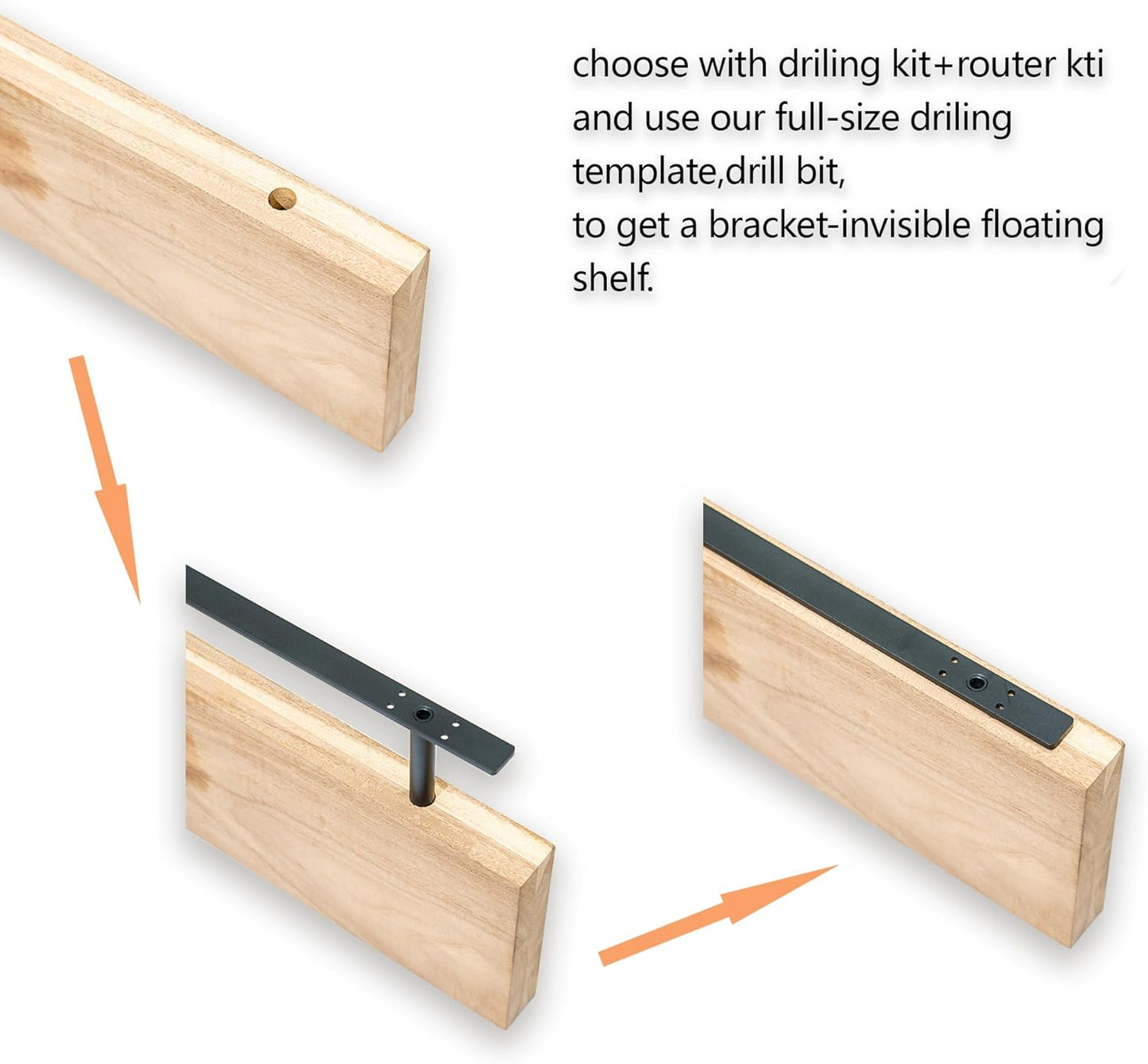 Hidden Shelf Brackets ， Floating Shelf Bracket ( Additional Brackets -NO Kits) 53 Inch -2 Pcs