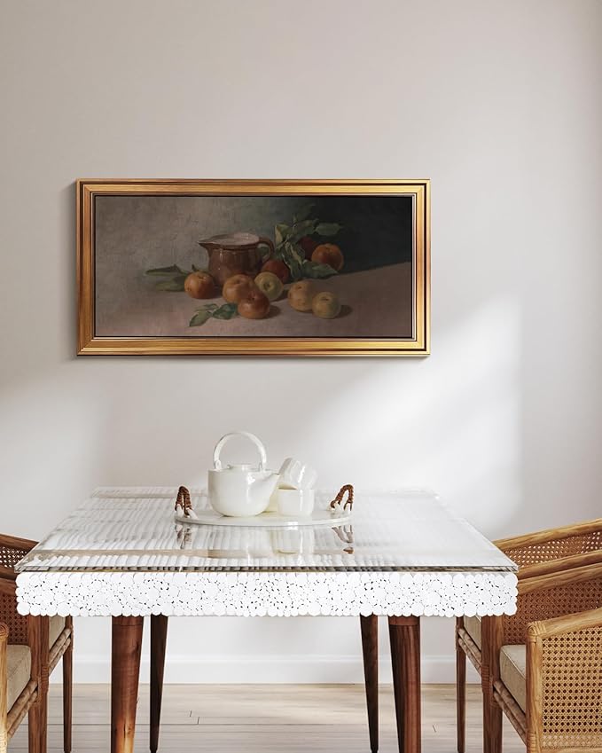 HUARCEY Gold Framed Vintage Wall Art for Living Room Harvest Apples Still Life Oil Painting Large Cottagecore Room Decor Picture Canvas Print Farmhouse Fruit Wall Decor Bedroom Kitchen Bathroom 20x40
