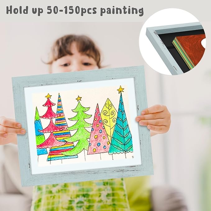 Golden State Art, 10x12.5 Kids Art Frames, Front-Opening Picture Frame Great for Kids Drawings, Artworks, Children Art Projects, Schoolwork, Home or Office (Teal Blue Set of 2)