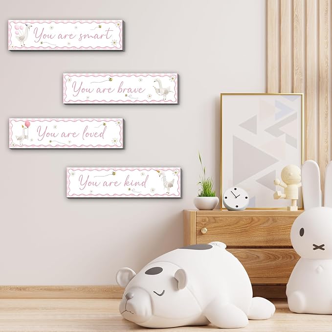 One Silly Goose Nursery Decor,Wooden Babies Items,4PCS Silly Goose Wall Decals Art,Perfect for Baby Room,Nursery,Kids Room,Unique Ideal for Baby Shower,Easy to Install