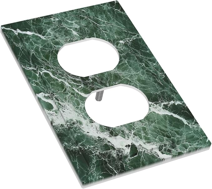 Outlet Covers Forest Marble Dark Green With White Vein 1 Gang Duplex Light Switch Cover Decorative Switch Plates Electrical Receptacle Faceplate Wall Plate For Bathroom Kitchen Decor