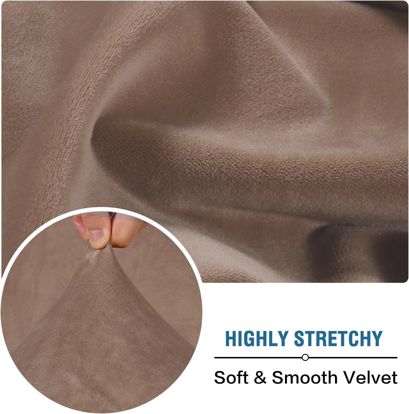 H.VERSAILTEX Velvet Stretch Individual Couch Cushion Cover Plush Cushion Slipcover for Loveseat Sofa Cushion Furniture Protector Seat Cushion Sofa Cover (1 Piece Sofa Cushion Cover, Taupe)