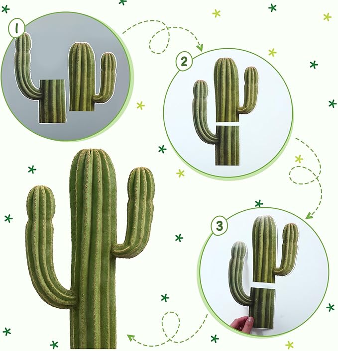 Geyoga 6 Set Realistic Cactus Cutouts Jointed Cardboard Cactus Cutouts Summer Green Plant Wall Decor Cinco De Mayo Fiesta Party Supplies for Photo Prop Wild Western Decoration