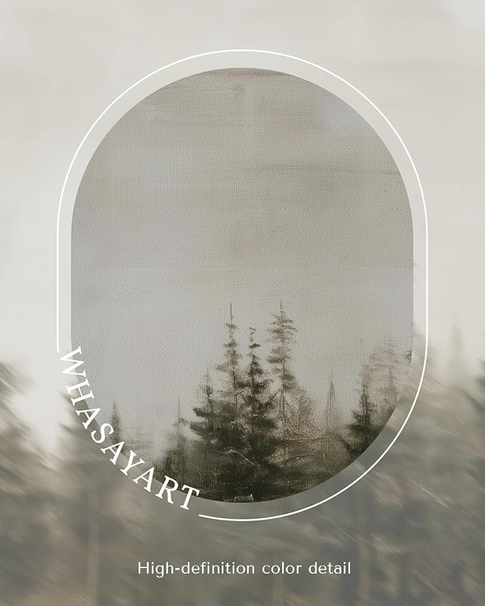 Winter Forest Wall Art 12x16 Framed Canvas Print, Neutral Nature Snow Pine Tree Landscape Painting, Rustic Woodland Artwork Living Room Bedroom Entryway Farmhouse Christmas Holiday Home Decor