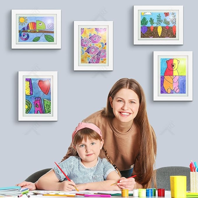 Golden State Art, 9x12 Kids Art Frames, Front-Opening Picture Frame Great for Kids Drawings, Artworks, Children Art Projects, Schoolwork, Home or Office (White, Set of 4)