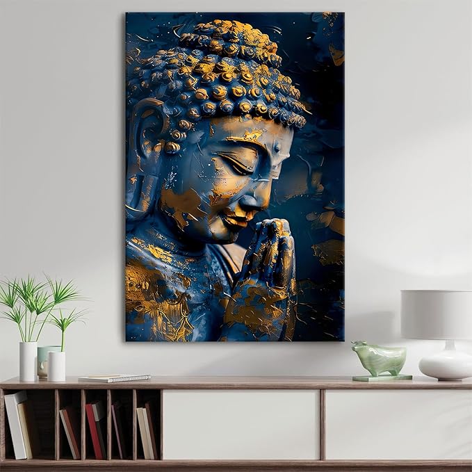 Zen Art Wall Decor Buddha Canvas Painting for Living Room Abstract Buddhist Wall Art Buddha Statue Prints Pictures Meditation Spiritual Poster Religious Artwork Bedroom Yoga Bathroom Decoration 24x36"