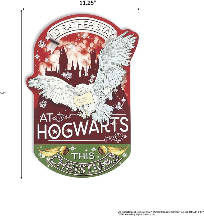 Harry Potter Stay at Hogwarts This Christmas Wood Wall Decor - Fun Harry Potter Christmas Decor for Home