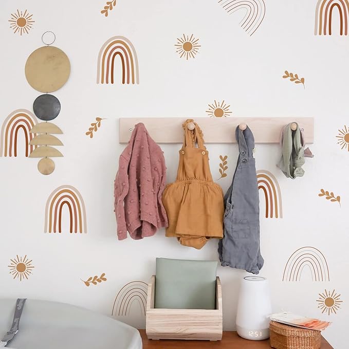 QUCHENG Boho Wall Stickers Girls Bedroom Removable Wall Decals Nursery Kids Room Decor Vinyl Murals DIY Cute Decorations 6 Sheets