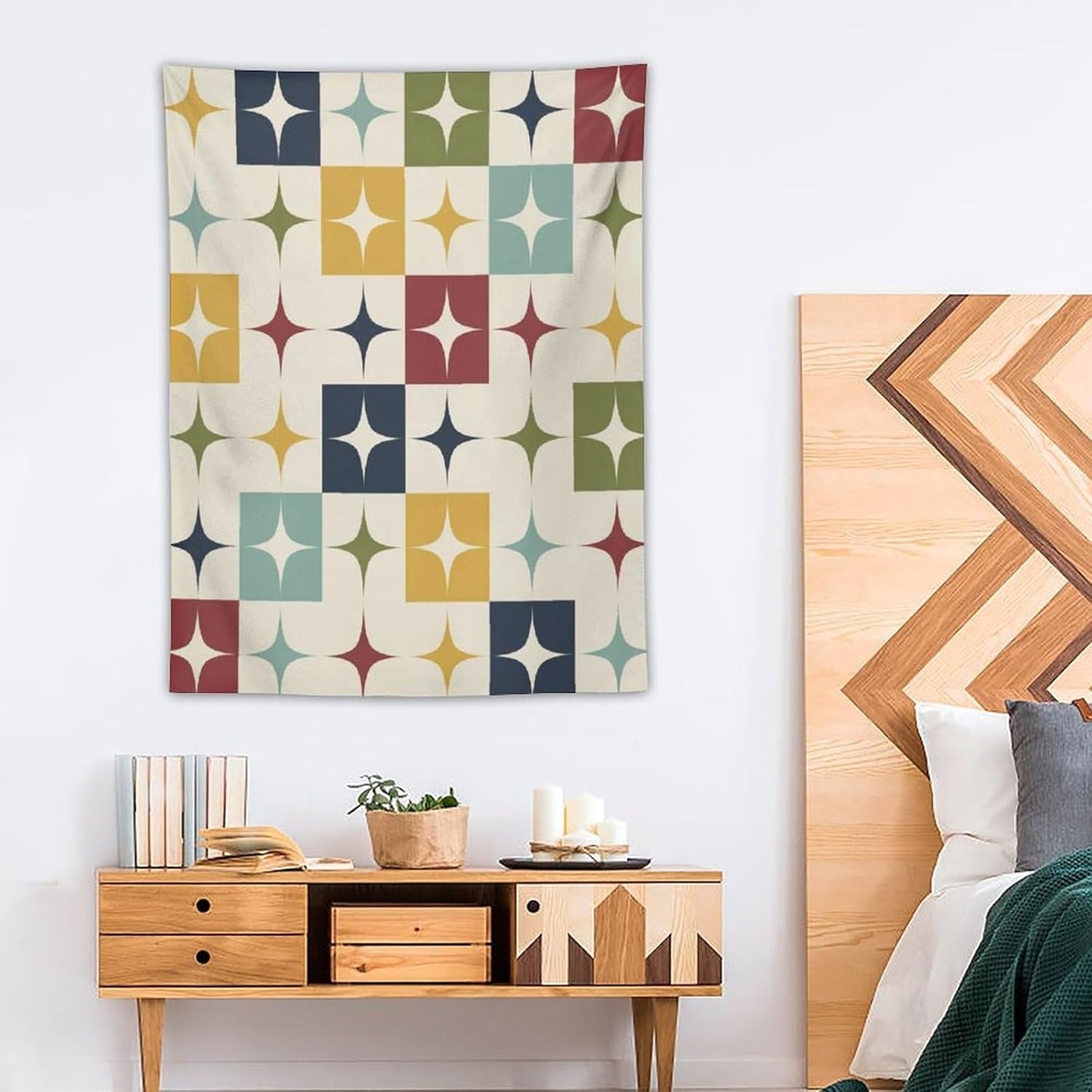 ICMOLYYENLO Boho Medieval Cat Tapestry, Abstract Atomic Starburst Geometric Aesthetic Art Wall Hanging For Bedroom Living Room Dormitory 60x80 Inches