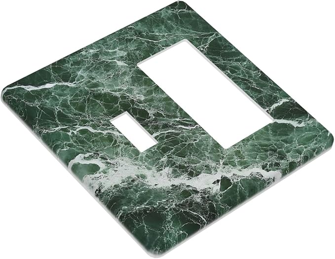 Outlet Covers Forest Marble Dark Green With White Vein 1 Toggle 1 Rocker Combination Decorative Wall Plate Electrical Switch Plates Light Switch Cover Plate For Bathroom Kitchen Decor