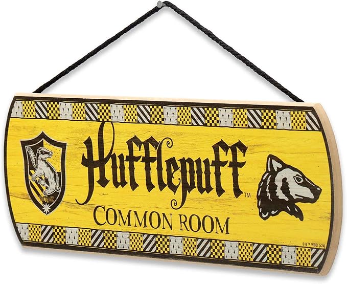Harry Potter Hufflepuff Common Room Hanging Wood Wall Decor - Fun Hufflepuff Sign for Teen Bedroom or Movie Room