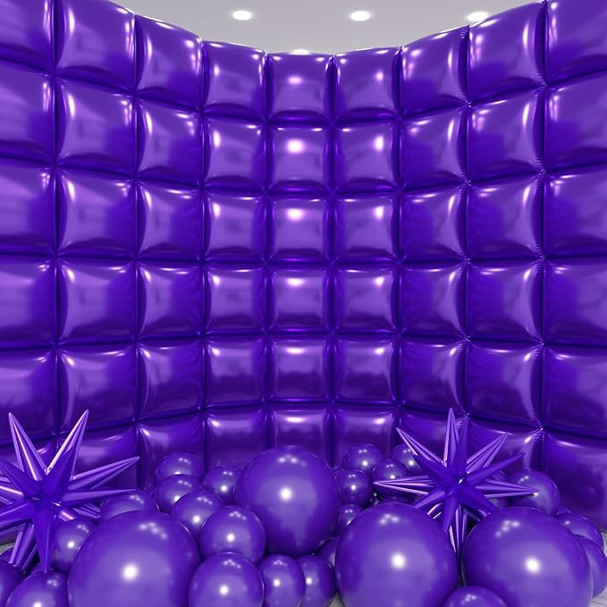 36pcs Purple Square Foil Balloons Wall Backdrop with 79pcs Balloon Garland Arch Kit, Double Sided Balloon for Birthday Baby Shower Bridal Shower Anniversary Prom Graduation Party Decorations