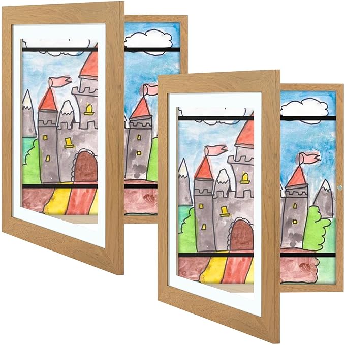 Golden State Art, 10x12.5 Kids Art Frames, Front-Opening Picture Frame Great for Kids Drawings, Artworks, Children Art Projects, Schoolwork, Home or Office (Brown Set of 2)