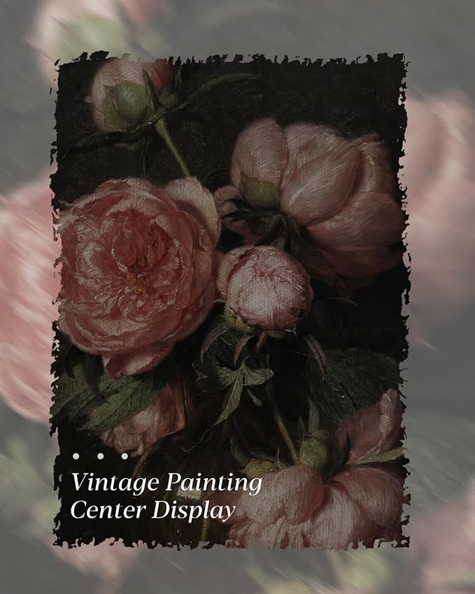 HUARCEY Framed Canvas Wall Art Prints, Bathroom Shelf Vintage Decor Aesthetic, Peony Floral Paintings Farmhouse Wall Decor, Retro Table Desk Decoration for Bedroom Living Room, 12x16Inch