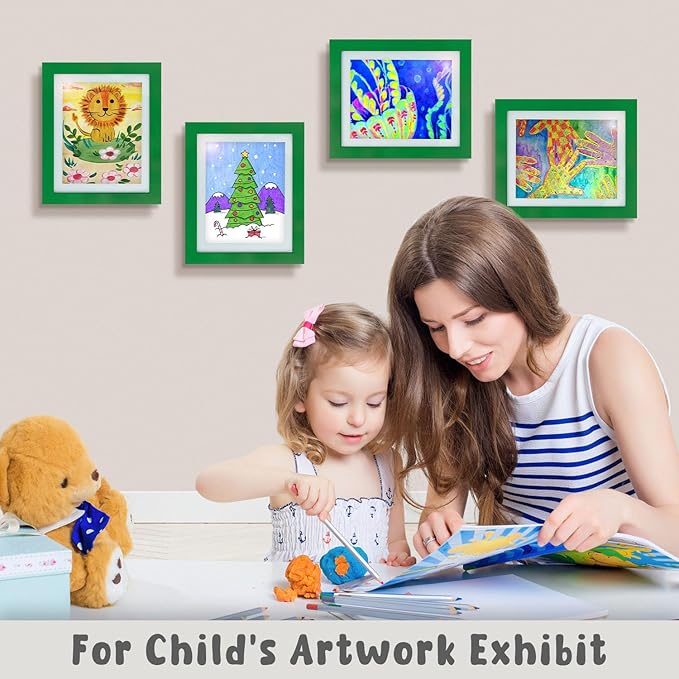 Golden State Art, 10x12.5 Kids Art Frames, Front-Opening Picture Frame Great for Kids Drawings, Artworks, Children Art Projects, Schoolwork, Home or Office (Green, Set of 2)