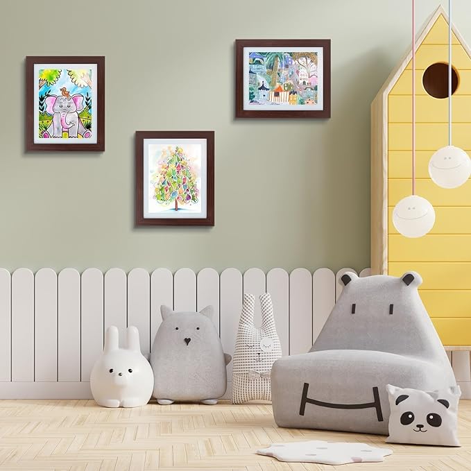 Golden State Art, 10x12.5 Kids Art Frames, Front-Opening Picture Frame Great for Kids Drawings, Artworks, Children Art Projects, Schoolwork, Home or Office (Walnut Set of 2)