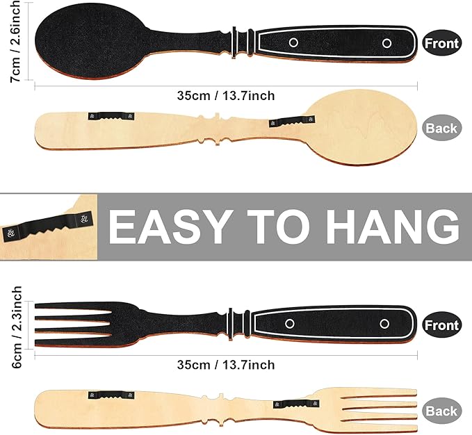 Jetec Kitchen Sign Buffalo Plaid Kitchen Decor Black and White Wall Decor Wooden the Heart of the Home Sign Black and White Checkered Fork and Spoon Vintage Wall Decoration for Farmhouse Restaurant