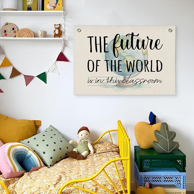 Inspirational Wall Decor, Motivational Positive Banner Posters for Teachers, Linen Banner Flag Decor for Classroom School Kids Bedroom Playroom Nursery