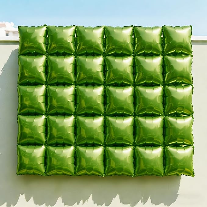 NISOCY 25PCS Olive Green Square Foil Balloons Wall Backdrop Double Sided Dark Green Balloon Arch Kit for Birthday St. Patrick's Day Spring Summer Jungle Christmas Theme Party Decoration