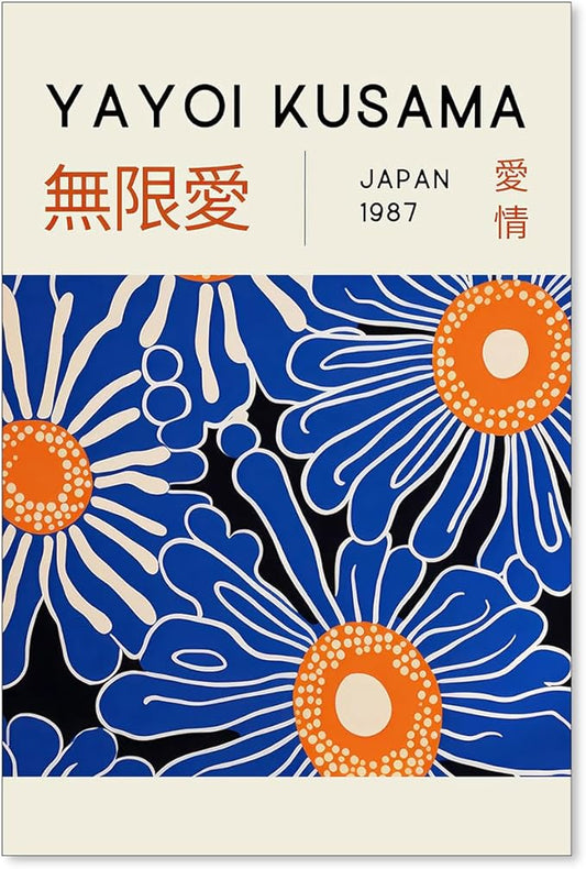 Yayoi Kusama Print Vintage Japanese Wall Art Abstract Yayoi Kusama Poster Minimalist Painting Art Exhibition Suitable for Japanese Bedroom,Living Room Office Decor 16x24in Unframed
