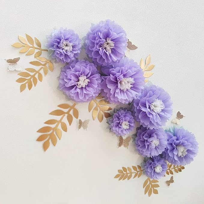 Mybbshower Paper Flower Backdrop DIY Flower Crafting Wall Decoration for Wedding Birthday Party Celebration Pack of 9